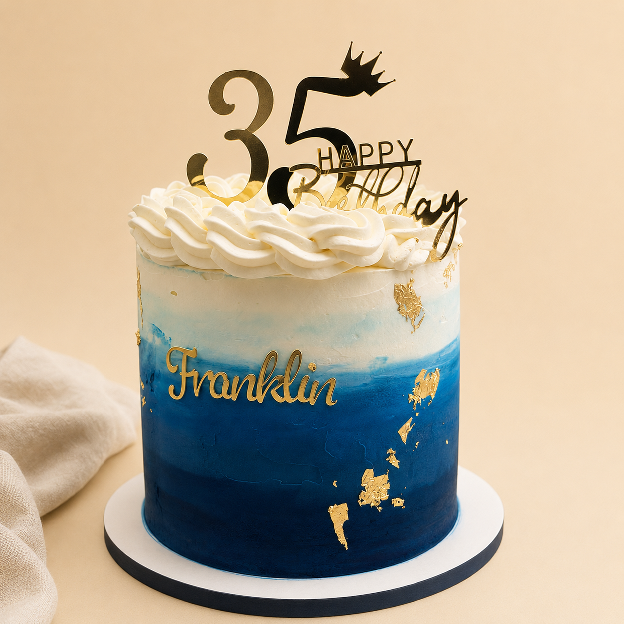 Blue Elegance Birthday Cake